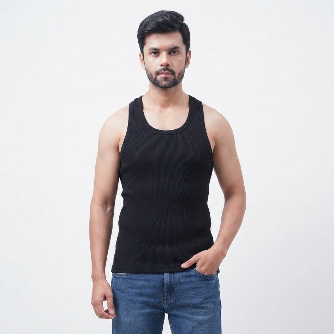 Organic Cotton Black Ribbed Tank top