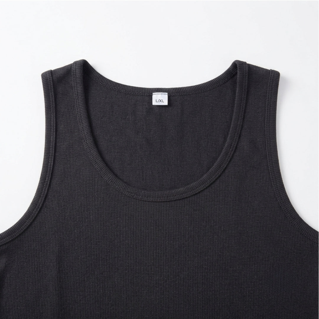Organic Cotton Black Ribbed Tank top