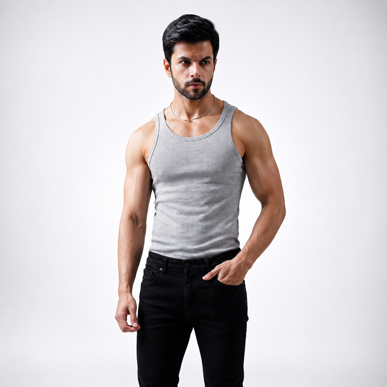 Organic Cotton Grey Ribbed Tank top