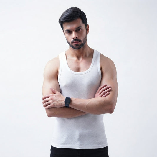 Organic Cotton White Ribbed Tank top
