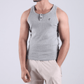 Henley Ribbed Tank Grey 220 GSM - Organic Cotton