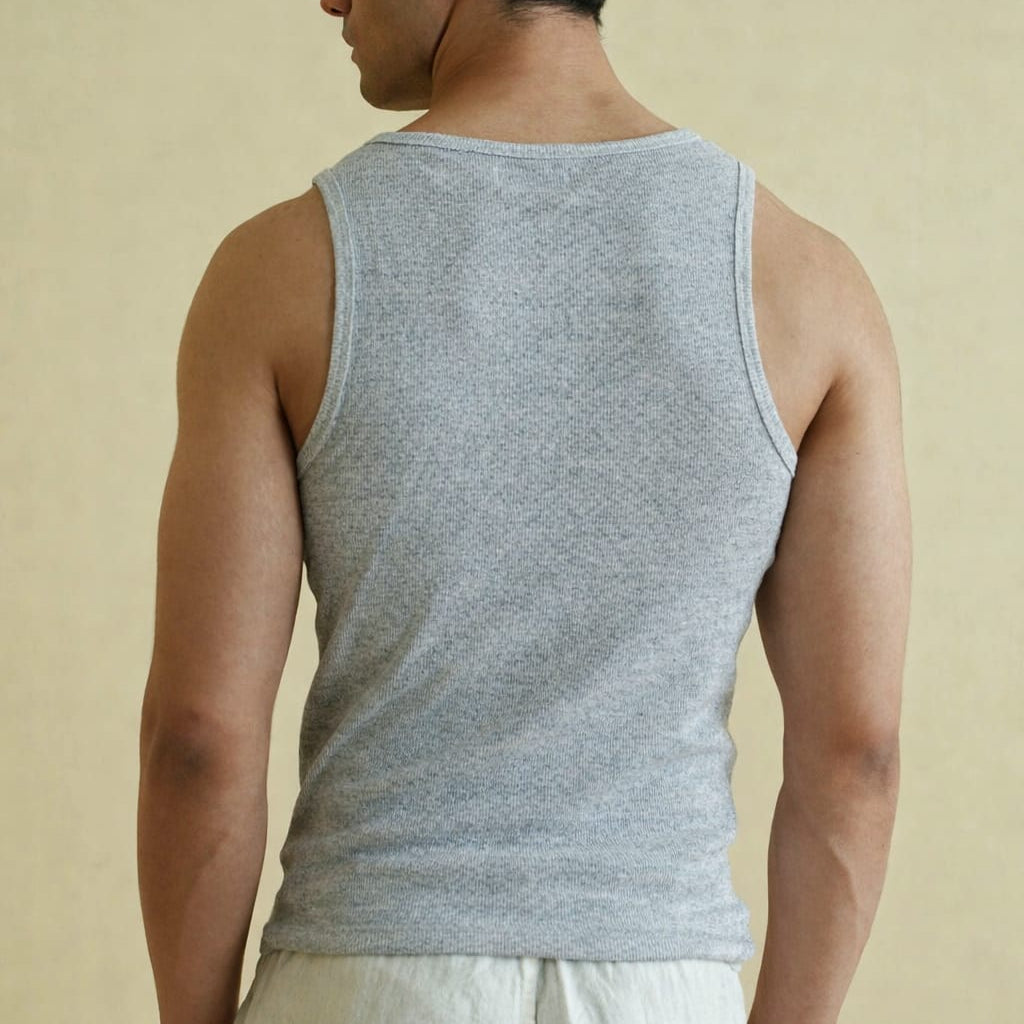 Ribbed Tank Grey (pack of 3) 220 GSM - Organic Cotton